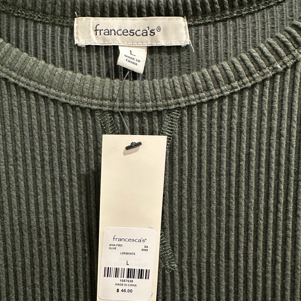Francesca's Collections Dark Green/Olive Ribbed Dress